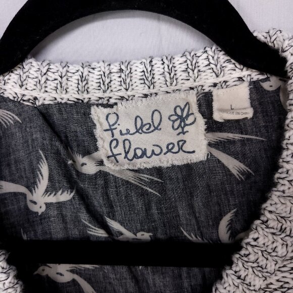 Anthropologie Field Flower Cardigan Sweater Size Large Button UP Double Hem Gray - Picture 7 of 13